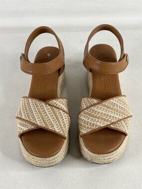 KARL LAGERFELD PARIS Women's Celest Ankle-Strap Espadrille Platform Wedge Sandal